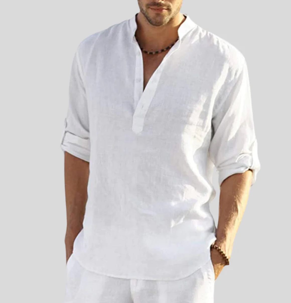 Camicia in lino elegante uomo – Camicia con colletto per occasioni speciali