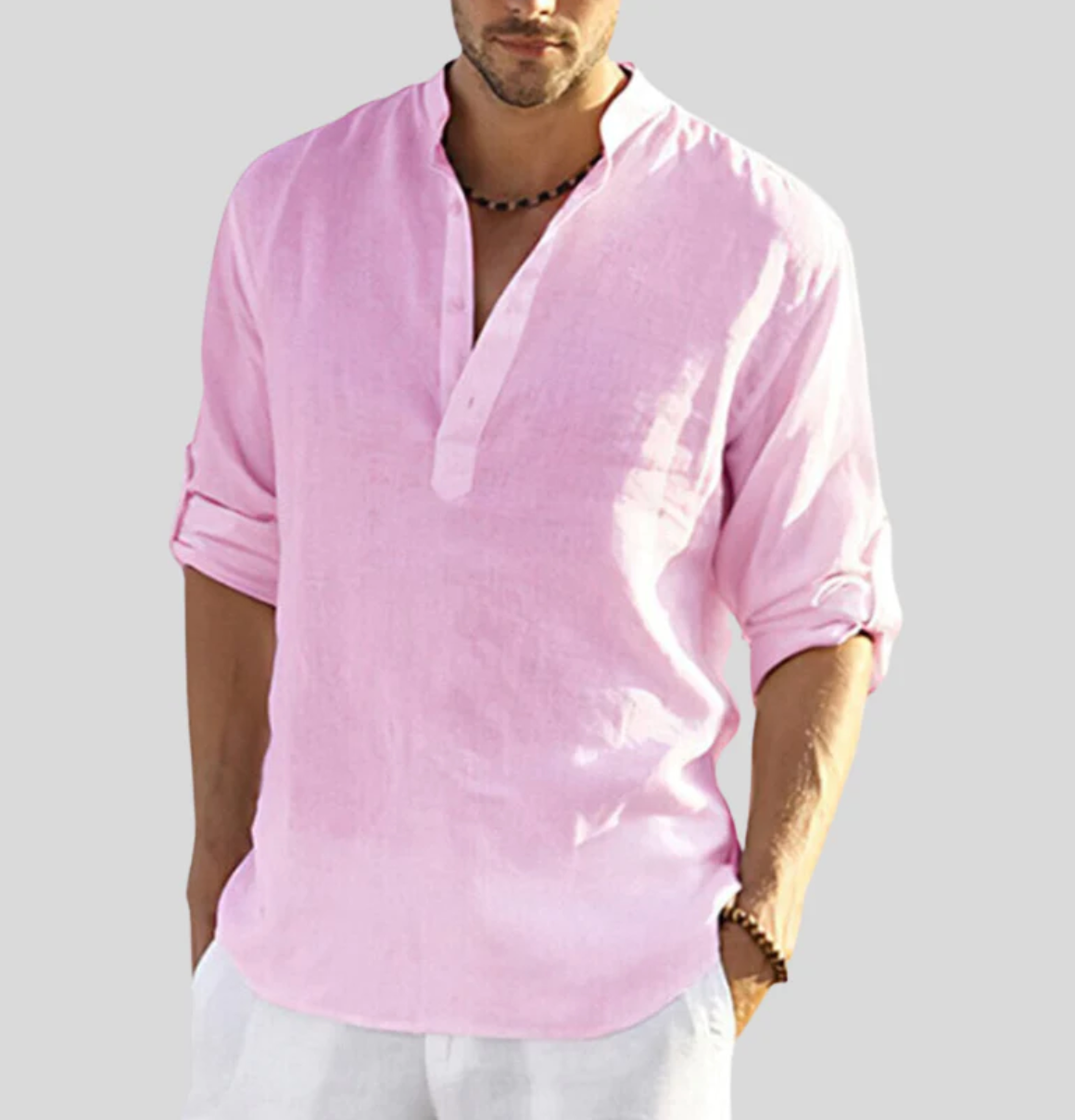 Camicia in lino elegante uomo – Camicia con colletto per occasioni speciali